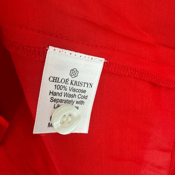 Chloe Kristyn Comfort Bamboo Long Pyjama Set Front Button Red Size Large NWT - Picture 9 of 11